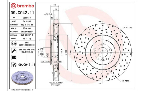 Brake Disc COATED DISC LINE 09.C942.11 Brembo
