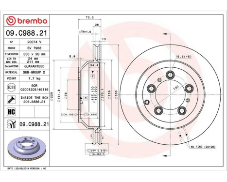 Brake Disc COATED DISC LINE 09.C988.21 Brembo, Image 2