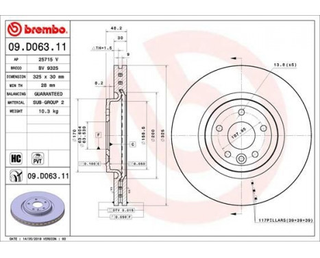 Brake Disc COATED DISC LINE 09.D063.11 Brembo