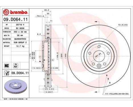 Brake Disc COATED DISC LINE 09.D064.11 Brembo