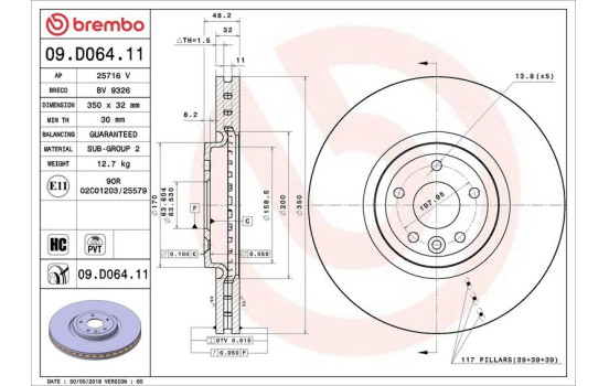 Brake Disc COATED DISC LINE 09.D064.11 Brembo