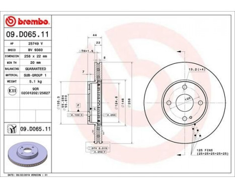 Brake Disc COATED DISC LINE 09.D065.11 Brembo, Image 2