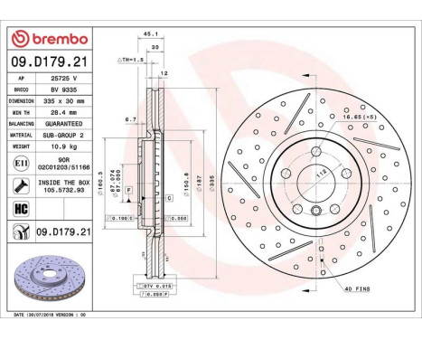 Brake Disc COATED DISC LINE 09.D179.21 Brembo, Image 2