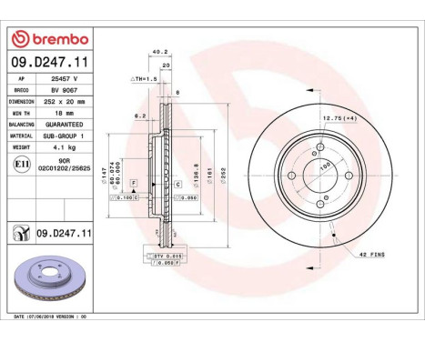 Brake Disc COATED DISC LINE 09.D247.11 Brembo, Image 2