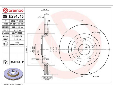 Brake Disc COATED DISC LINE 09.N234.11 Brembo, Image 3