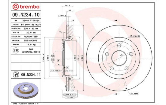 Brake Disc COATED DISC LINE 09.N234.11 Brembo, Image 2