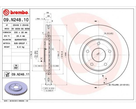 Brake Disc COATED DISC LINE 09.N248.11 Brembo, Image 3