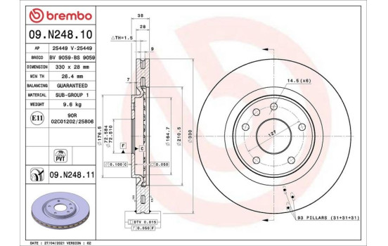 Brake Disc COATED DISC LINE 09.N248.11 Brembo, Image 2