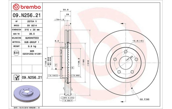 Brake Disc COATED DISC LINE 09.N256.21 Brembo
