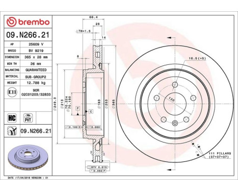 Brake Disc COATED DISC LINE 09.N266.21 Brembo, Image 3