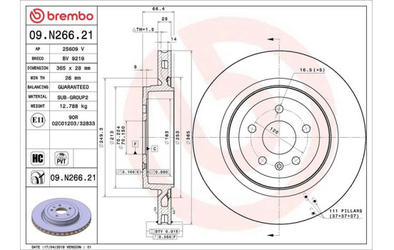 Brake Disc COATED DISC LINE 09.N266.21 Brembo, Image 2