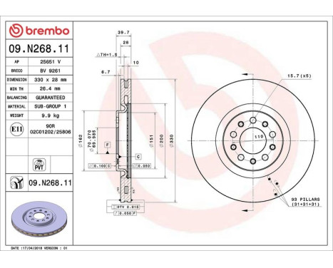 Brake Disc COATED DISC LINE 09.N268.11 Brembo, Image 2
