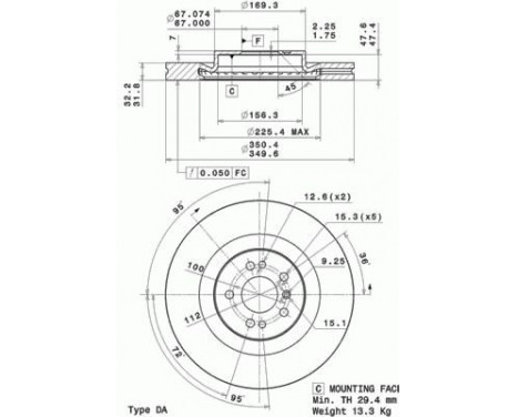 Brake Disc COATED DISC LINE 09.R103.11 Brembo, Image 2