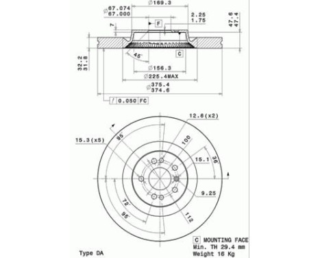 Brake Disc COATED DISC LINE 09.R105.11 Brembo, Image 2