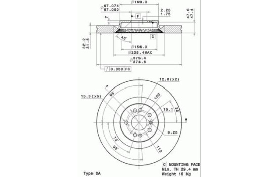 Brake Disc COATED DISC LINE 09.R105.11 Brembo, Image 2