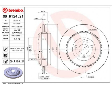 Brake Disc COATED DISC LINE 09.R124.21 Brembo, Image 2