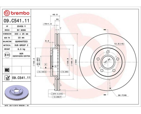 Brake Disc COATED DISC LINE 09C54111 Brembo, Image 2
