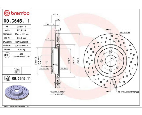 Brake Disc COATED DISC LINE 09C64511 Brembo, Image 3