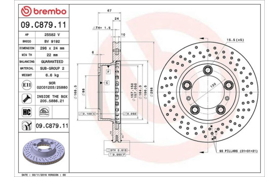 Brake Disc COATED DISC LINE 09C87911 Brembo, Image 3