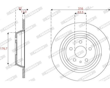 Brake disc DDF2788C Ferodo, Image 2