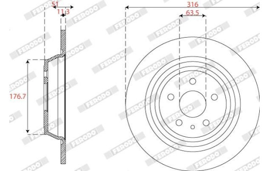 Brake disc DDF2788C Ferodo, Image 2