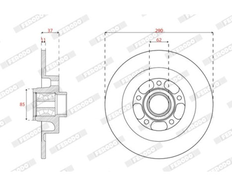 Brake disc DDF2857C-1 Ferodo, Image 2