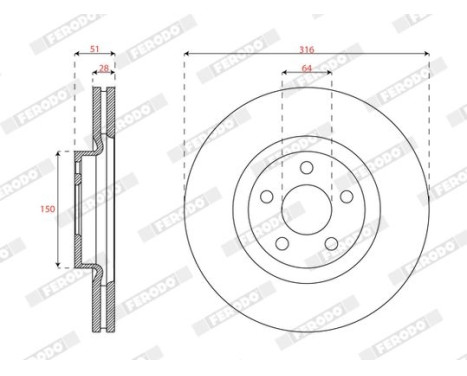 Brake disc DDF3058C Ferodo, Image 2