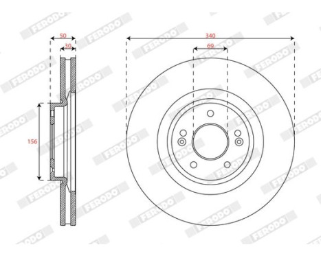Brake disc DDF3074C Ferodo, Image 2
