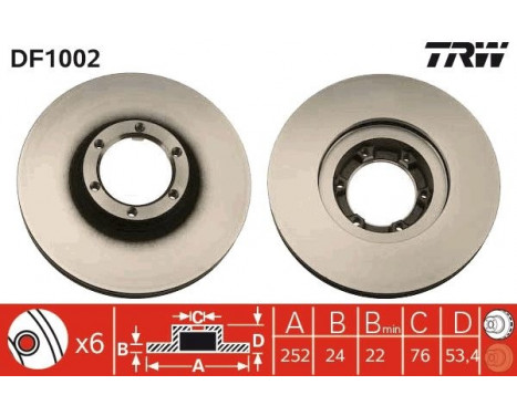 Brake Disc DF1002 TRW, Image 2