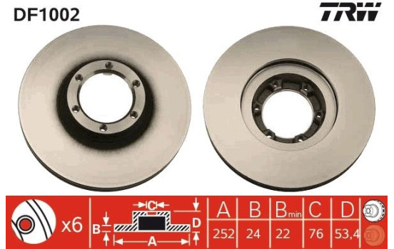 Brake Disc DF1002 TRW, Image 2
