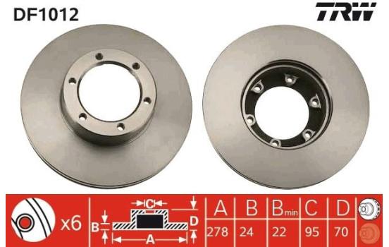 Brake Disc DF1012 TRW, Image 2