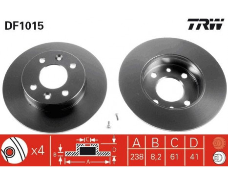 Brake Disc DF1015 TRW, Image 2