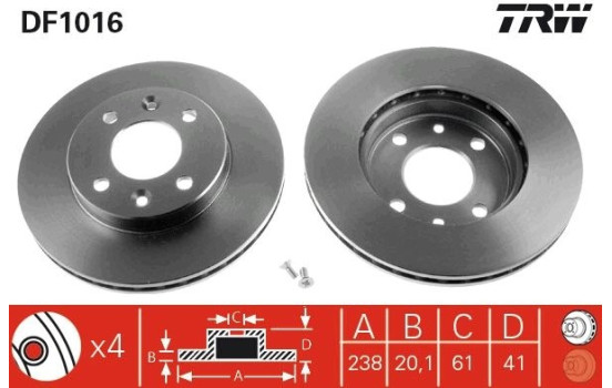 Brake Disc DF1016 TRW, Image 2