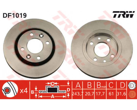 Brake Disc DF1019 TRW