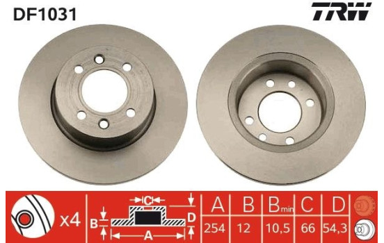 Brake Disc DF1031 TRW, Image 2