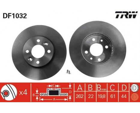 Brake Disc DF1032 TRW, Image 2