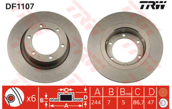 Brake Disc DF1107 TRW