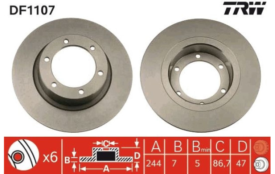Brake Disc DF1107 TRW, Image 2