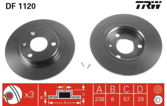 Brake Disc DF1120 TRW, Image 2