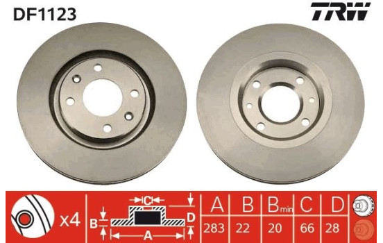 Brake Disc DF1123 TRW, Image 2