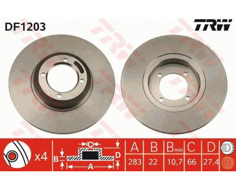 Brake Disc DF1203 TRW, Image 2