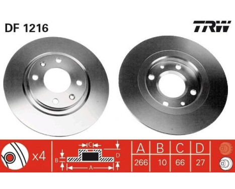 Brake Disc DF1216 TRW, Image 3