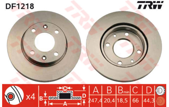 Brake Disc DF1218 TRW