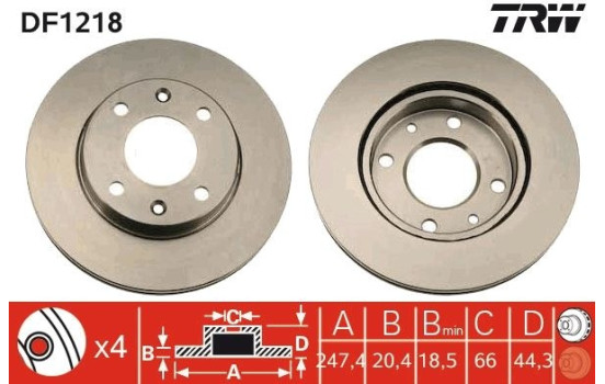 Brake Disc DF1218 TRW, Image 2