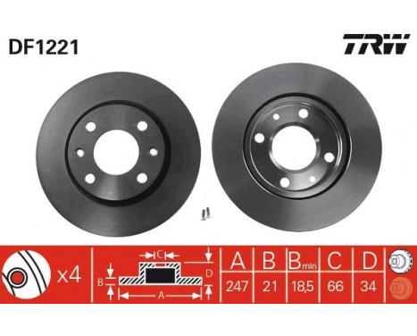 Brake Disc DF1221 TRW, Image 3