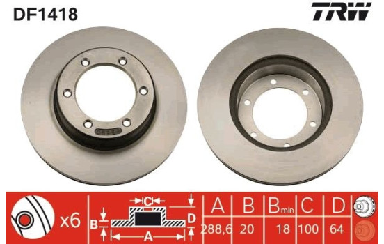 Brake Disc DF1418 TRW, Image 2