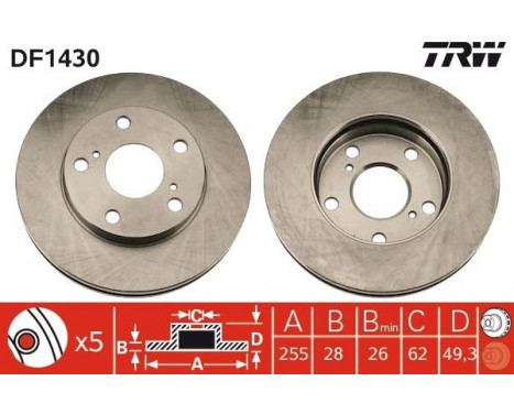 Brake Disc DF1430 TRW, Image 2