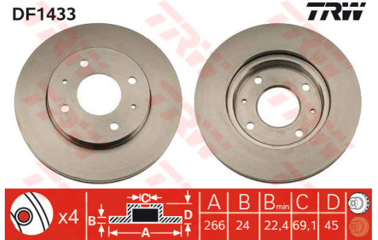 Brake Disc DF1433 TRW