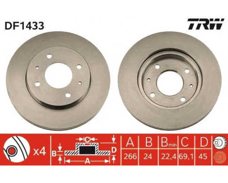 Brake Disc DF1433 TRW, Image 2