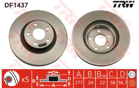 Brake Disc DF1437 TRW